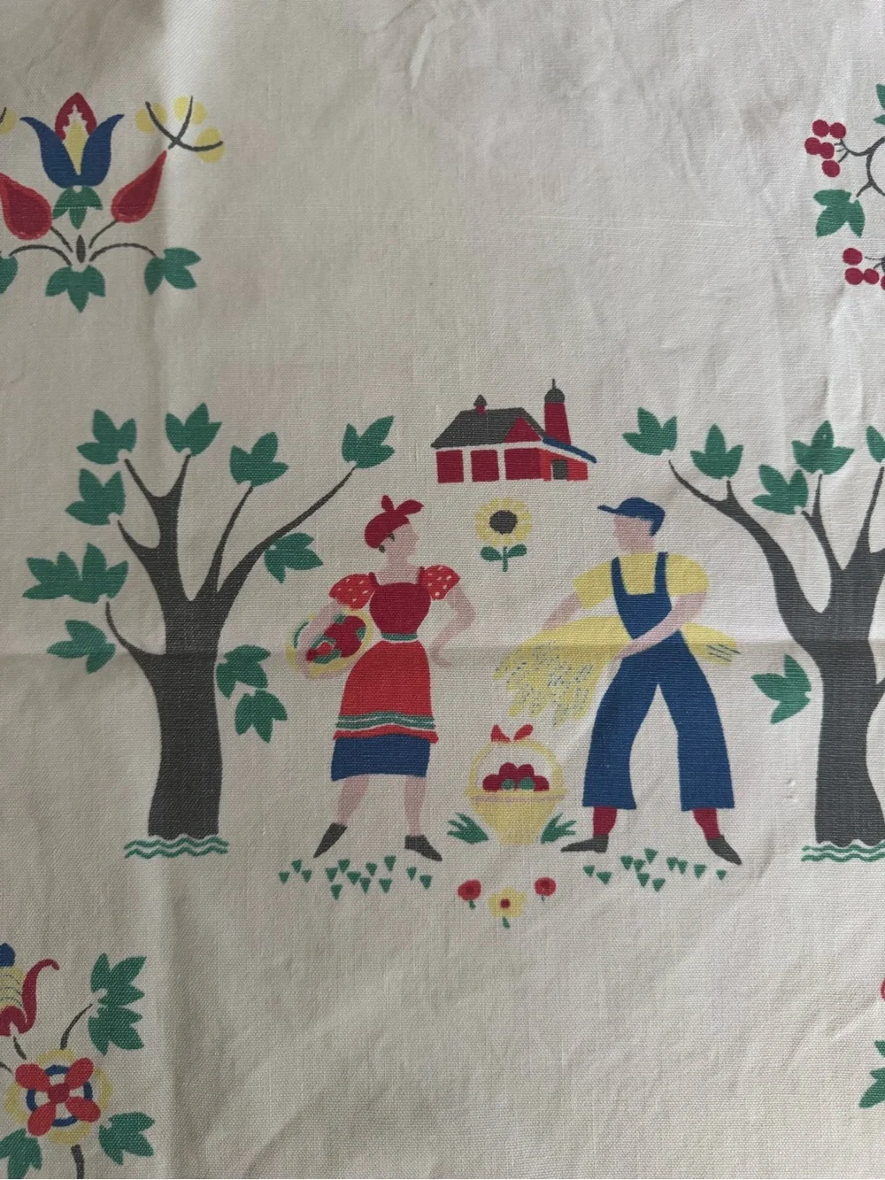 Vintage 1950-1960 Wilendur Cotton Tablecloth Pennsylvania Dutch